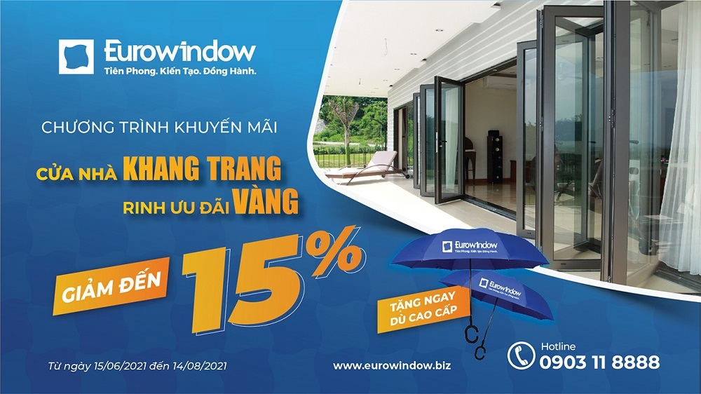 Eurowindow ưu đãi tới 15% cho khách hàng phía Nam