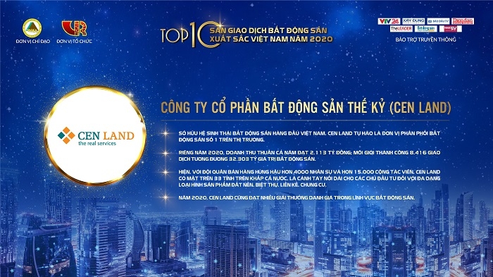 Cen Land đại thắng giải thưởng của Hội môi giới Bất động sản Việt Nam
