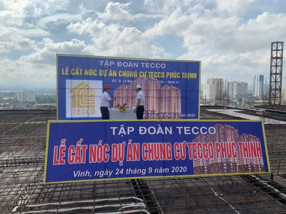 Cất nóc chung cư cao cấp Tecco Phúc Thịnh tại Nghệ An