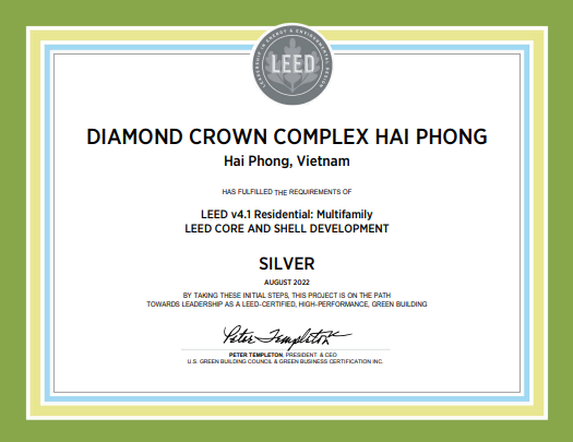 diamond crown hai phong la du an chung cu dau tien cua viet nam duoc cap chung nhan cong trinh xanh leed residential