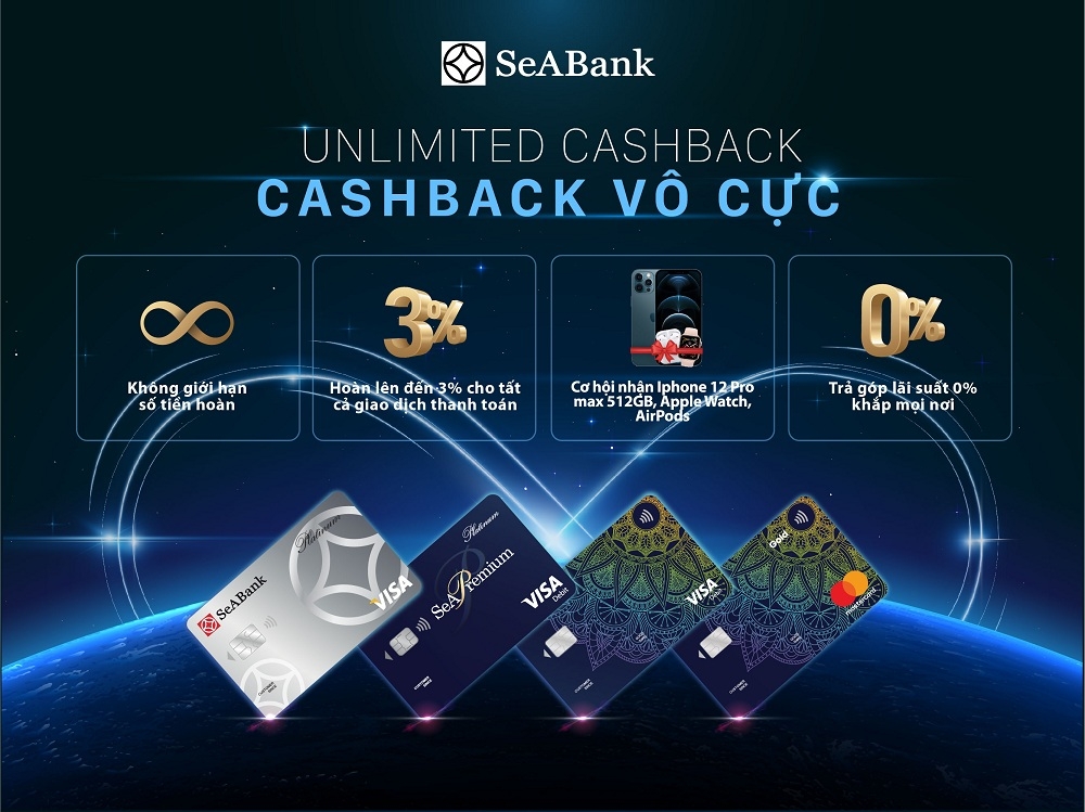 Hoàn tiền không giới hạn với thẻ quốc tế SeABank