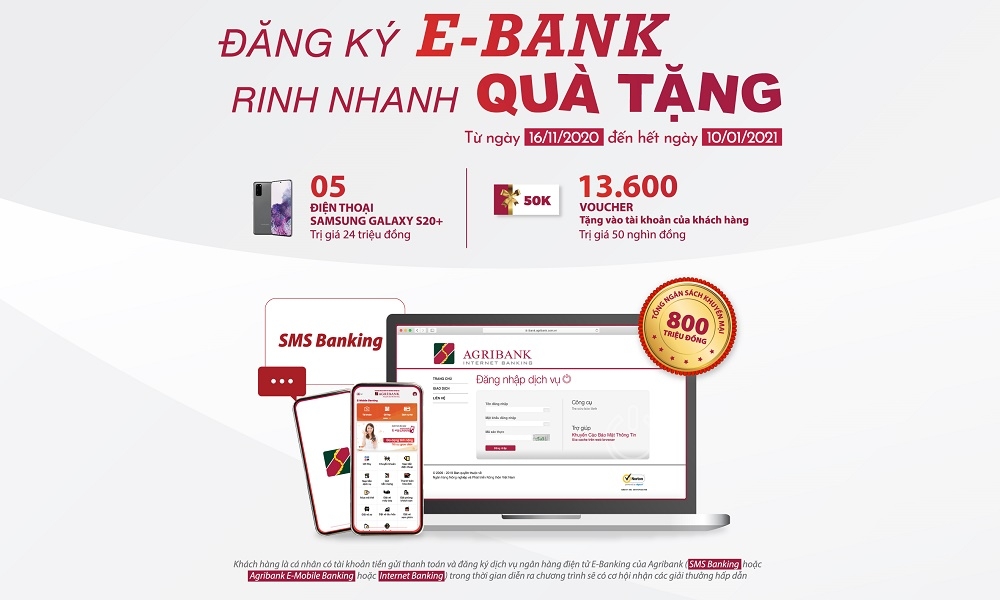 Cùng Agribank “Đăng ký E-Bank - Rinh nhanh quà tặng”