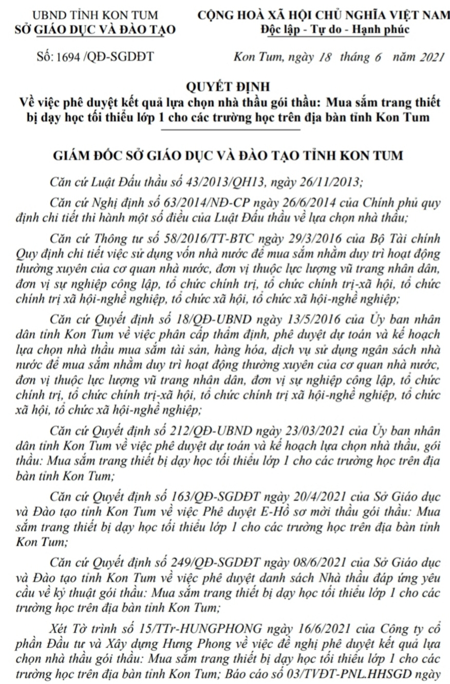 vu dau hieu nang khong hon 10 ty dong tai mot goi thau o so gd dt kon tum gian doi trong ho so du thau do ho so nang luc de trung thau