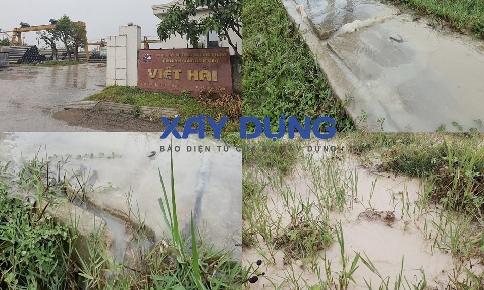 Hà Tĩnh: Nhà máy sản xuất bê tông của Công ty Viết Hải xả thải có dấu hiệu ô nhiễm môi trường