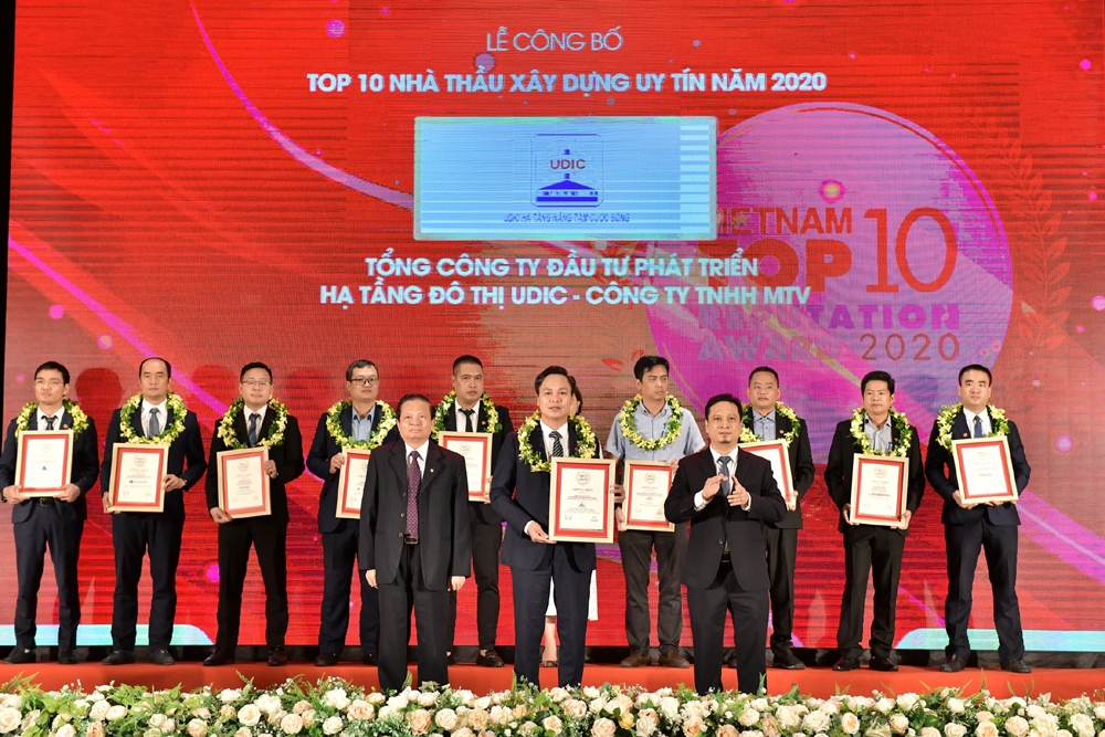UDIC: Vinh dự nhận giải thưởng Top 10 nhà thầu uy tín 2020