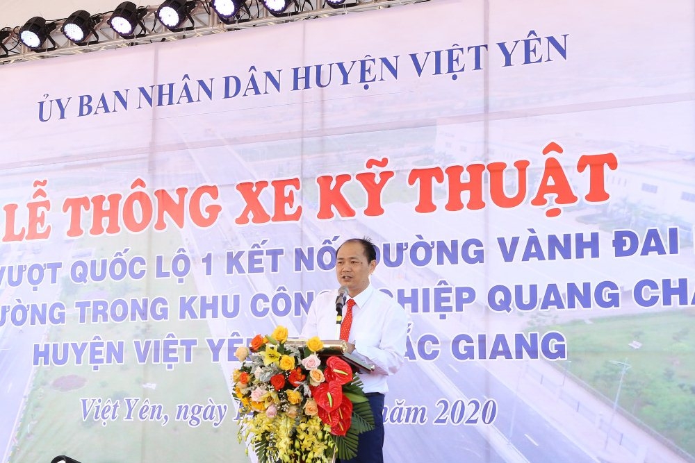 Bắc Giang: Cầu vượt Quốc lộ 1 kết nối đường vành đai IV với đường trong Khu công nghiệp Quang Châu vượt tiến độ 1 năm