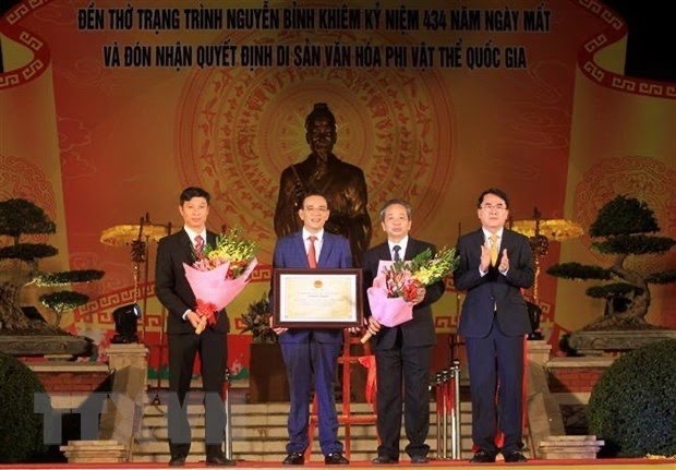 Lễ hội Đền thờ Danh nhân văn hoá Nguyễn Bỉnh Khiêm được công nhận là Di sản văn hoá phi vật thể Quốc gia