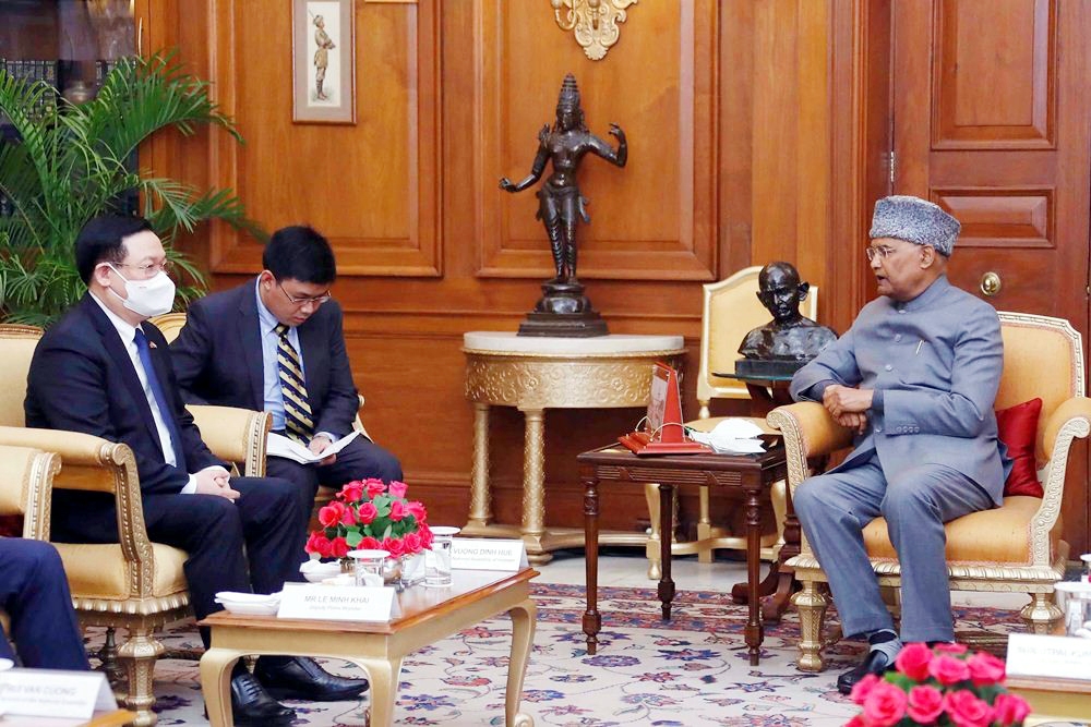Chủ tịch Quốc hội Vương Đình Huệ hội kiến Tổng thống Ấn Độ Nath Kovind